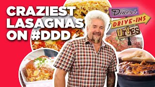 10 Craziest DDD Lasagna Videos with Guy Fieri  Diners DriveIns and Dives  Food Network [upl. by Eno]