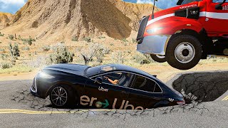 BeamNG Drive  Road Potholes Car Crashes 2 [upl. by Rednijar]