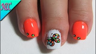 DECORACIÓN DE UÑAS MARIPOSA♥  COMO HACER MARIPOSAS EN LAS UÑAS BUTTERFLY NAIL ART  NLC [upl. by Narmi]