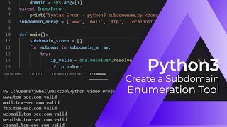 Create Your Own Python SUBDOMAIN ENUMERATION TOOL [upl. by Antonella646]