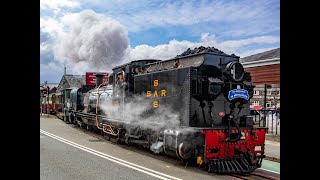 NGG16 No87 Narrow Gauge steam locomotive departing from Porthmadog 190624 [upl. by Nuawtna]