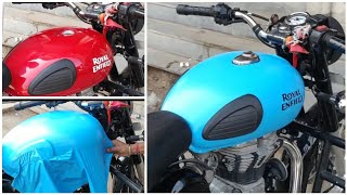 Royal Enfield Redditch Blue Vinyl Wrapping  Bullet Modification  Vwraps Sikar [upl. by Irtemed]