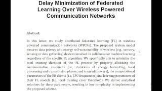 Delay Minimization of Federated Learning Over Wireless Powered Communication Networks [upl. by Innej]