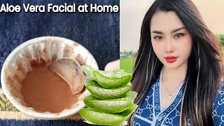 2 Steps Aloe Vera Facial at home Get Clear Glowing and Spotless Skin Bright Skin [upl. by Aplihs237]