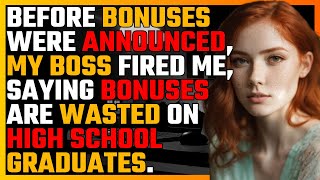 Before BONUSES were announced my BOSS fired me saying BONUSES are wasted on HIGH SCHOOL graduates [upl. by Amalea]