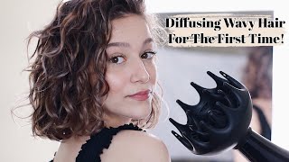 Diffusing My Wavy Hair For The First Time [upl. by Alvie]