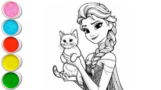 Cute Elsa Frozen Drawing for kids Painting amp Coloring for kids Toddlers  Lets Draw Together [upl. by Nanyk]