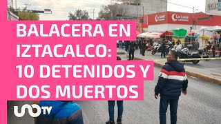 Se desata balacera en Iztacalco hay dos presuntos extorsionadores muertos y 10 más detenidos [upl. by Attenwad]