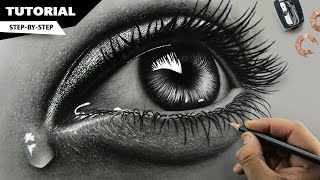 How to Draw Hyper Realistic Eyes  Step by Step [upl. by Ailahk]