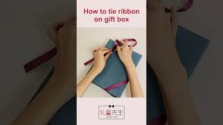 How to tie diagonal ribbon bow on gift box shorts giftwrappingideas ribbonbow [upl. by Gerger735]