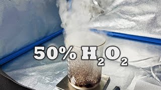 Powerful Reactions 50 Hydrogen Peroxide with Potassium Permanganate [upl. by Moulton]