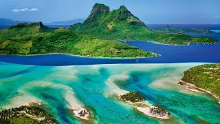 FLYING OVER BORA BORA Beautiful Nature [upl. by Wiatt438]