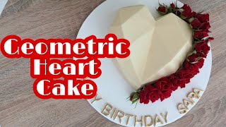 How to make GEOMETRIC HEART CHOCOLATE CAKE with Fresh Roses  Step by step [upl. by Zurkow]