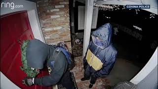 Doorbell camera spots armed suspected burglars at front door of Covina home [upl. by Eniamrej514]