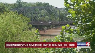 Oklahoma man says he was forced to jump off bridge while ducttaped [upl. by Laehcimaj]