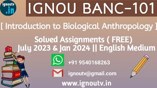 IGNOU BANC101 Solved Assignment July 2023 amp Jan 2024 FREE  IGNOU BSCANH  IGNOU TV  IGNOU [upl. by Tibbs]