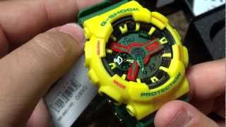 CASIO GSHOCK REVIEW AND UNBOXING GA110RF9A quotRASTA 110quot [upl. by Poulter]