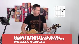 How to play Stuck In The Middle With You by Stealers Wheels on Guitar Easy guitar lesson and cover [upl. by Oramug]