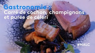 Gastronomie  carré de cochon champignons et purée de céleri [upl. by Hammock]