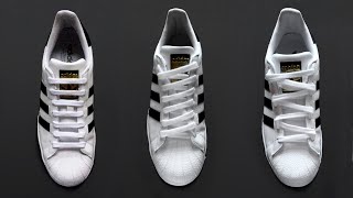 3 WAYS HOW TO LACE ADIDAS SUPERSTAR  Adidas Superstar Lace Tutorial [upl. by Saffian]