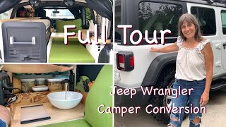 Jeep Wrangler JLU Camper Conversion  Full Tour [upl. by Oelc]