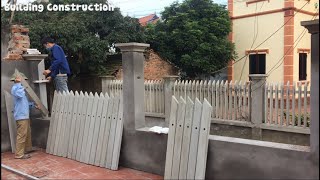 Build And Assemble A Complete Fence For The House With Precast Concrete Bars [upl. by Adrahc]