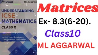 Matrices class 10ex83620ml aggarwal icse math [upl. by Stiruc]