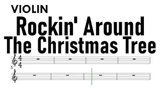 Rockin Around The Christmas Tree Violin Sheet Music Backing Track Partitura [upl. by Joash]