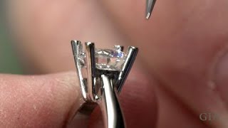 How to Set a Round Center Stone in a Ring with Platinum Prongs  GIA [upl. by Ahsan]