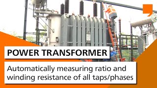 Power Transformer Testing  Automatically measuring ratio and winding resistance of all tapsphases [upl. by Aerdnna303]