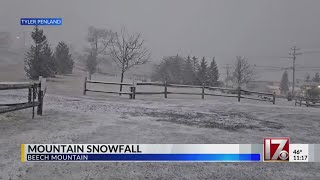 Big snowfall for NC mountains after flakes at Beech Mountain Monday [upl. by Nimoynib]