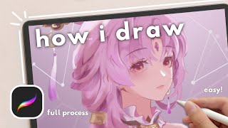 how to draw on procreate  FULL digital art illustration process [upl. by Mcallister493]