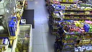 Suspect shown firing shots chasing victim in Binghamton grocery store View 1 [upl. by Nylecyoj913]