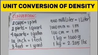 UNIT CONVERSION OF DENSITY  With Sample Problem and Solution  Basic Math Tutorials [upl. by Bacon]