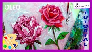 COMO PINTAR ROSAS al OLEO paso a paso 🎨 2 estilos [upl. by Ajnek]