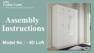 VikiFurniture Wardrobe Loft Assembly Instruction Video  Model Wardrobe With 4 Door Loft [upl. by Anetta]