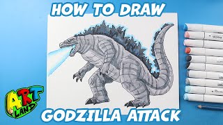 How to Draw Godzilla Attack [upl. by Kristofer345]