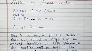 Write a notice on Annual function in School  Notice for upcoming Annual day celebration [upl. by Narah]