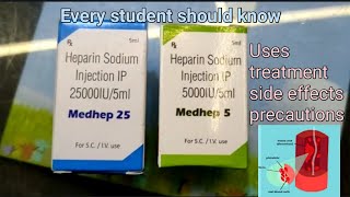 Heparin 500025000IUheparin injectionusestreatmentprecautions [upl. by Odraude245]