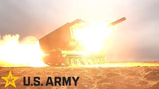 US Army M270 MLRS Multiple Launch Rocket System Live Fire Exercise [upl. by Nauqes]