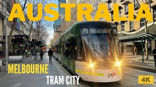 Melbourne CBD winter walk with tram 2024 in 4K Melbourne tram walk 4K [upl. by Ettezzil62]