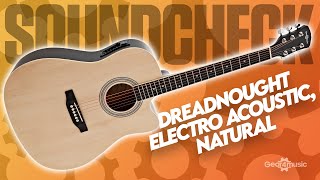 SOUNDCHECK Dreadnought Cutaway Electro Acoustic Guitar Natural  Gear4music Guitars [upl. by Erehpotsirhc]