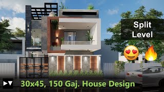 30x45 House Design Villa  SPLIT LEVEL  3D Walkthrough  Home decorating ideas  Home Tour [upl. by Lilaj360]