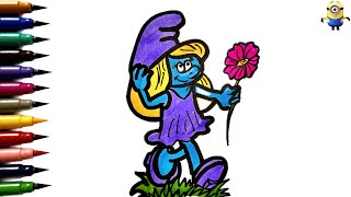 The Smurfette  How To Draw Smurfette  The Smurf  Papa Smurf  Easy Drawing  The Smurf Drawing [upl. by Eniwtna224]