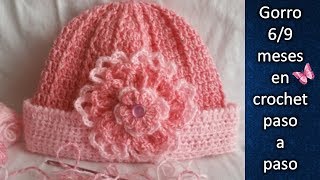 GORRO PARA BEBE DE 69 MESES en crochet PASO A PASO [upl. by Valenza192]