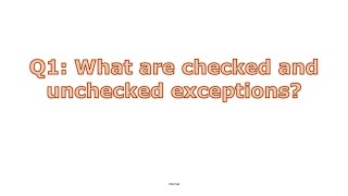 1 What are checked and unchecked exceptions [upl. by Artur]