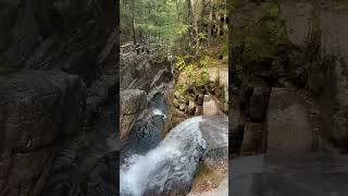 Sounds of Waterfall down Flume Gorge Vermont flume waterfall [upl. by Hedveh458]