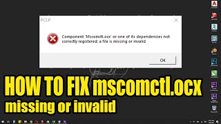 How to fix  mscomctlocx missing or invalid  PCLP error problem fix [upl. by Grogan]