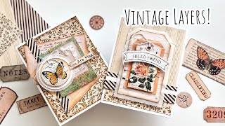 Two Vintage COLLAGE Cards  Patterned Paper Play  Photoplay Paper Everyday Junque Collection [upl. by Nivla]