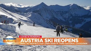 Ski resorts remain open in Austria despite third national lockdown [upl. by Yrrum]